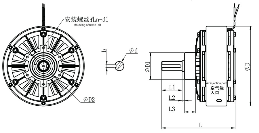 ZKB型磁粉制動(dòng)器尺寸圖 ZKB型磁粉制動(dòng)器尺寸圖