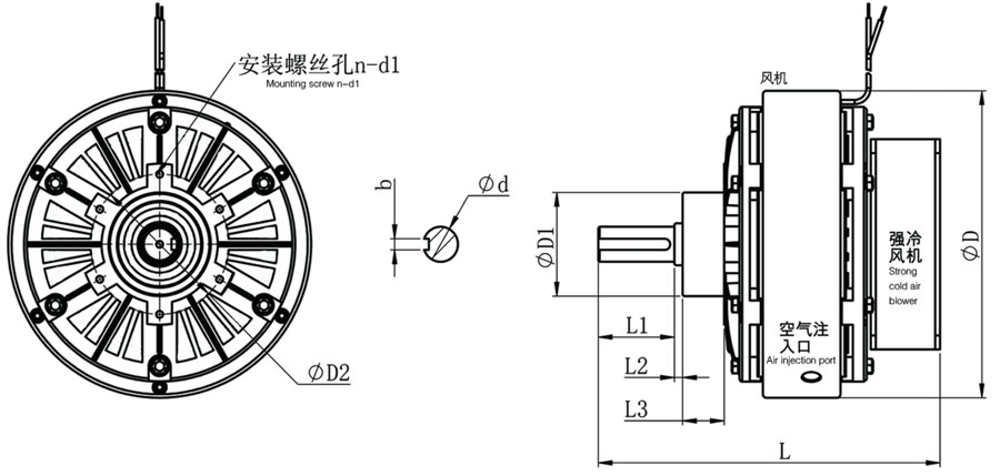 ZKB強(qiáng)制風(fēng)冷磁粉制動(dòng)器外形圖 ZKB強(qiáng)制風(fēng)冷磁粉制動(dòng)器外形圖