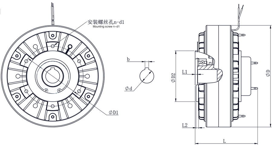 FZKY磁粉制動(dòng)器外形圖 FZKY磁粉制動(dòng)器外形圖